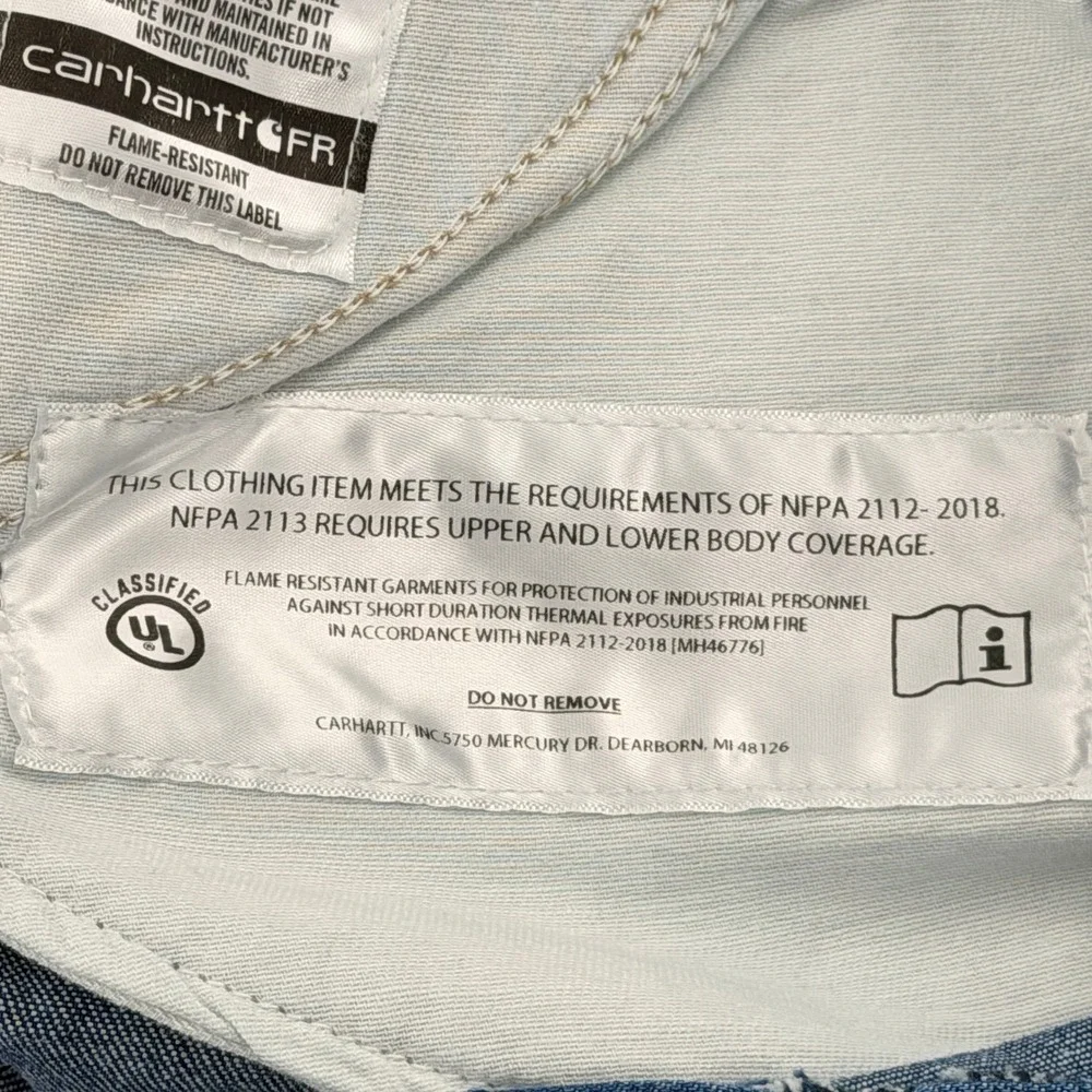 Carhartt Utility Jean Mens 50x34 Blue Flame Resistant NWT BD0013-FRM Loose Fit